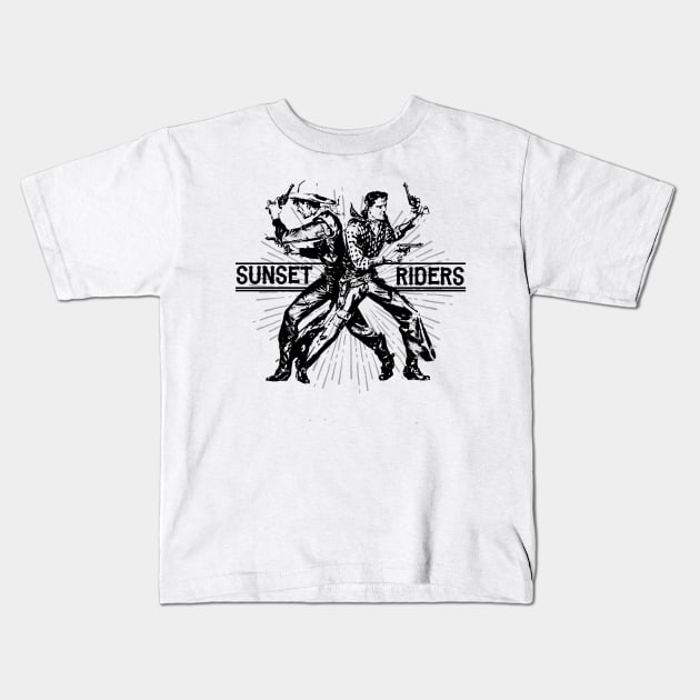 SUNSET RIDERS Kids T-Shirt by theanomalius_merch